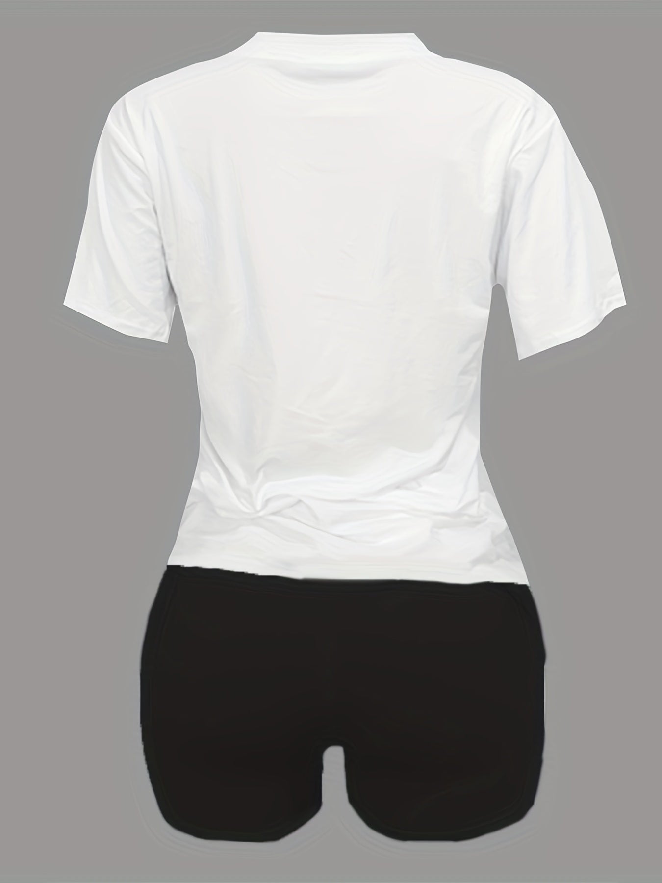 Letter Print Matching Two piece Set Casual Short Sleeve T shirt & Biker Shorts