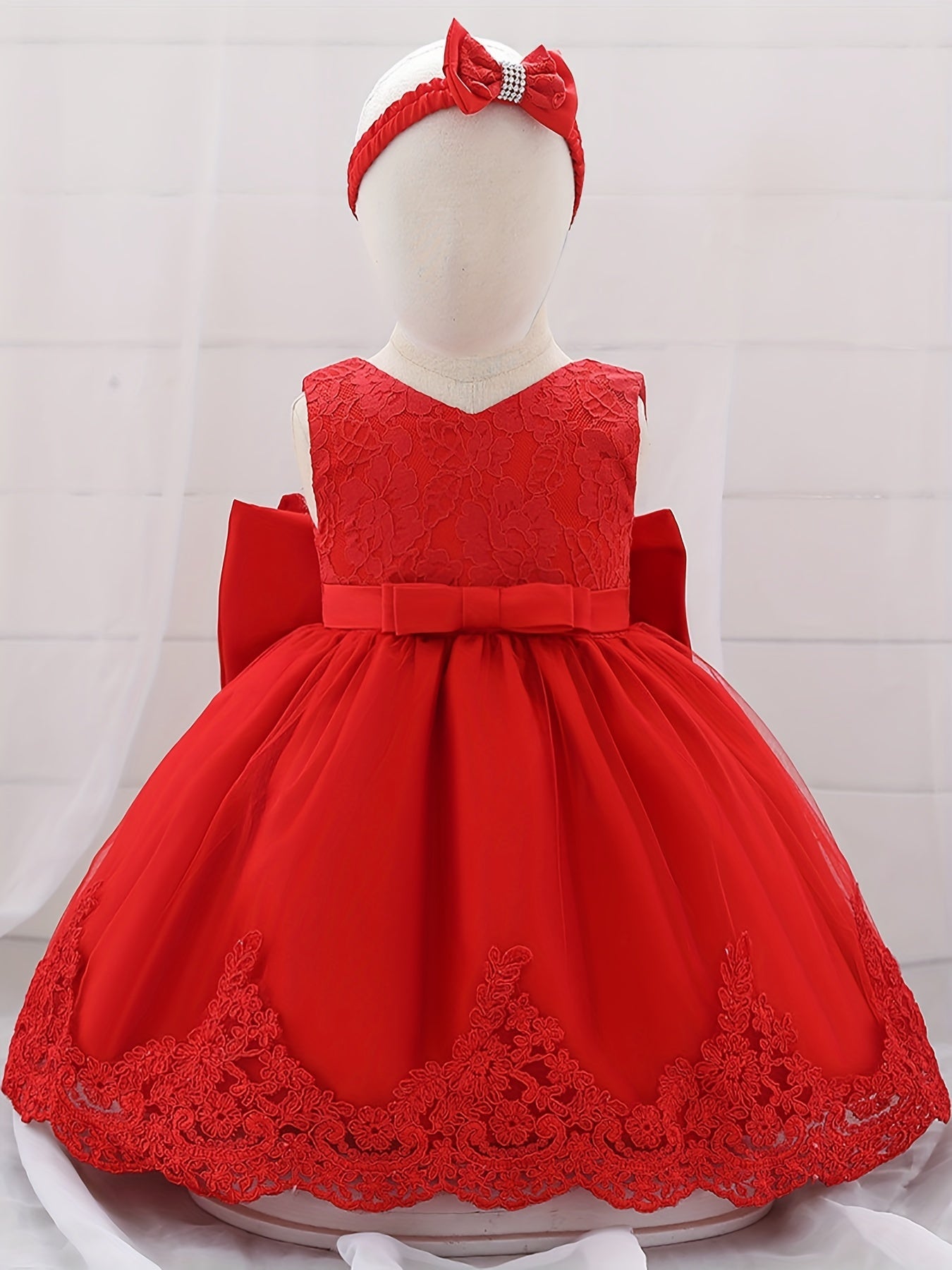 Bowknot Sleeveless Lace Princess Dress for Babies Toddlers