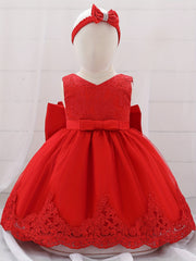 Bowknot Sleeveless Lace Princess Dress for Babies Toddlers