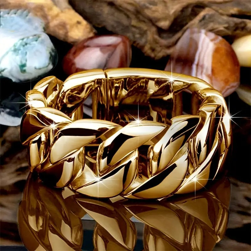 Men's Two Tone Chain Pattern Ring