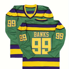 Men's 99 Ice Hockey Jersey Vintage Stripe V Neck Long Sleeve Uniform