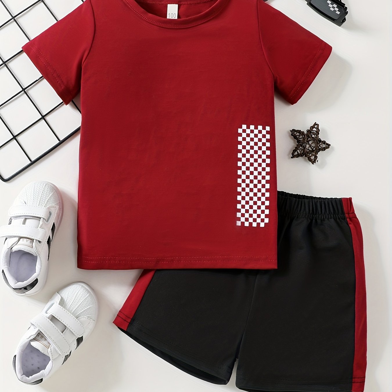 Boys Casual Outfit Round Neck T-shirt & Shorts Set