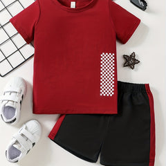 Boys Casual Outfit Round Neck T-shirt & Shorts Set