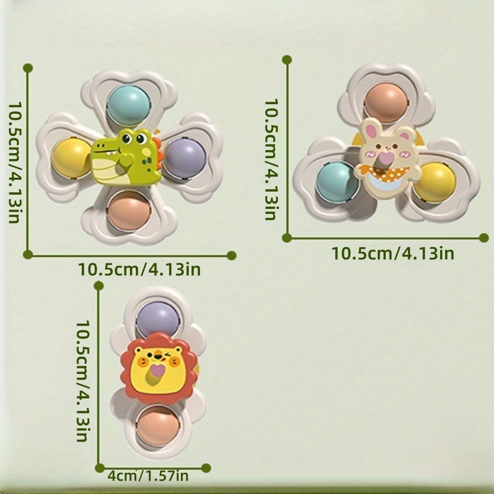 3 Durable Animal Suction Cup Toy Set for Bathing and Playing