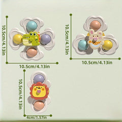 3 Durable Animal Suction Cup Toy Set for Bathing and Playing