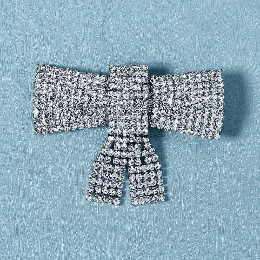 Rhinestone Bow Hair Clip Metal Headgear Back Head Clip
