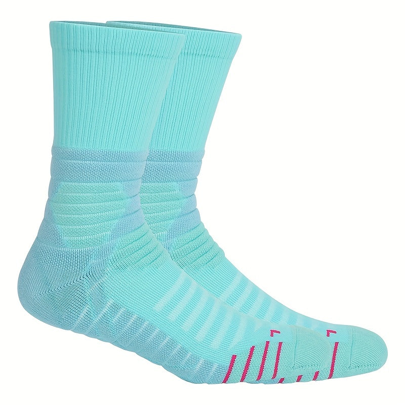 Mid Calf Athletic Socks Non-slip Crew Socks for Running Hiking Mountaineering