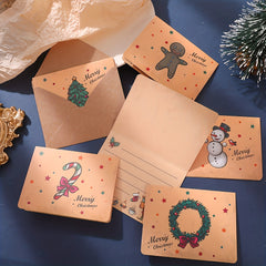 9pcs Christmas Greeting Cards Cartoon Blessing Messages