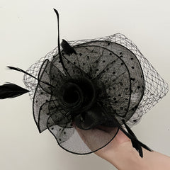 Charming Bridal Wedding Party Hat with Veil and Feather Hairpin