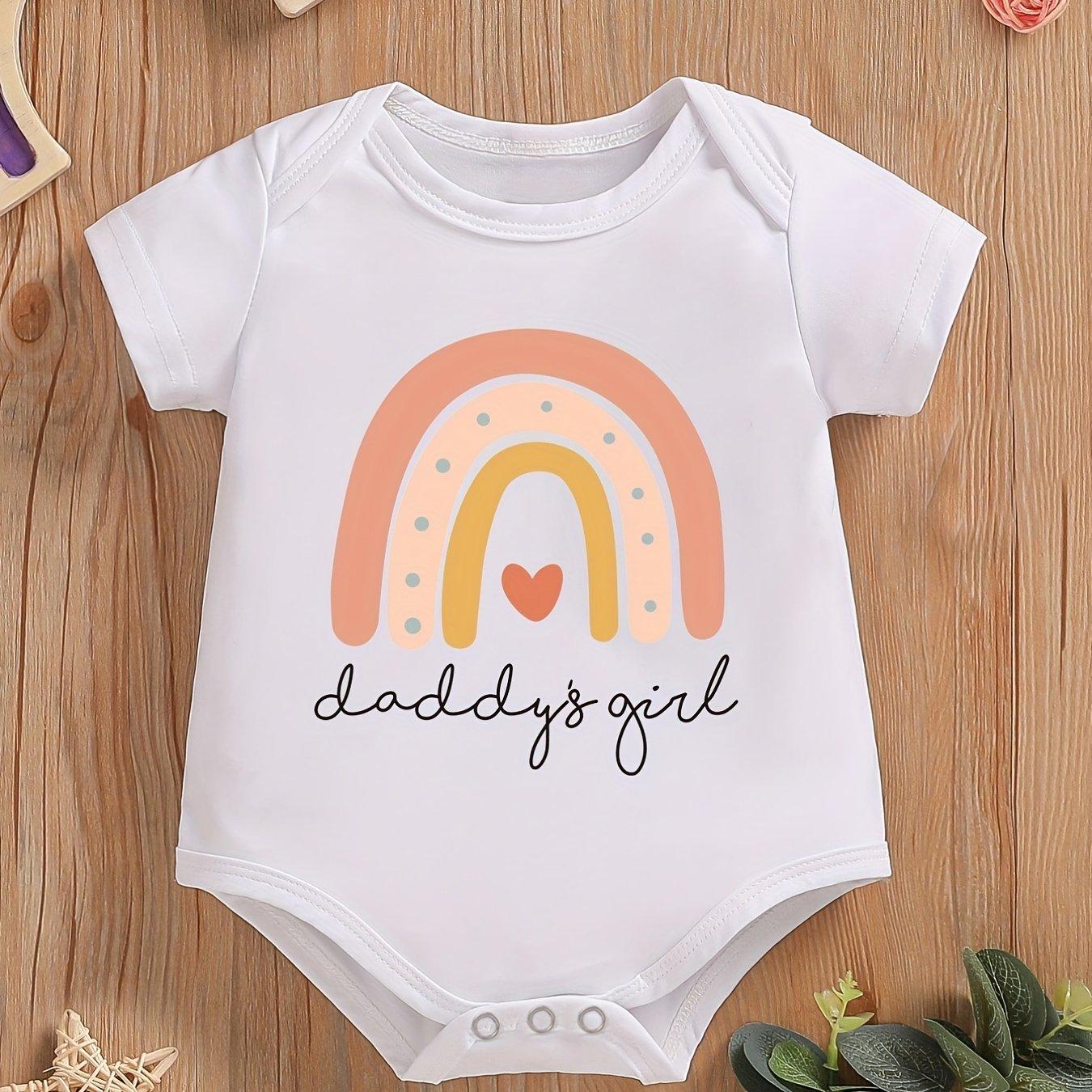 Baby Girls Casual Daddy s Girl Short Sleeve Round Neck Onesie Clothes