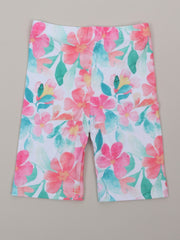 Toddler Girls Pink Flowers Graphic Elastic Waist Biker Shorts