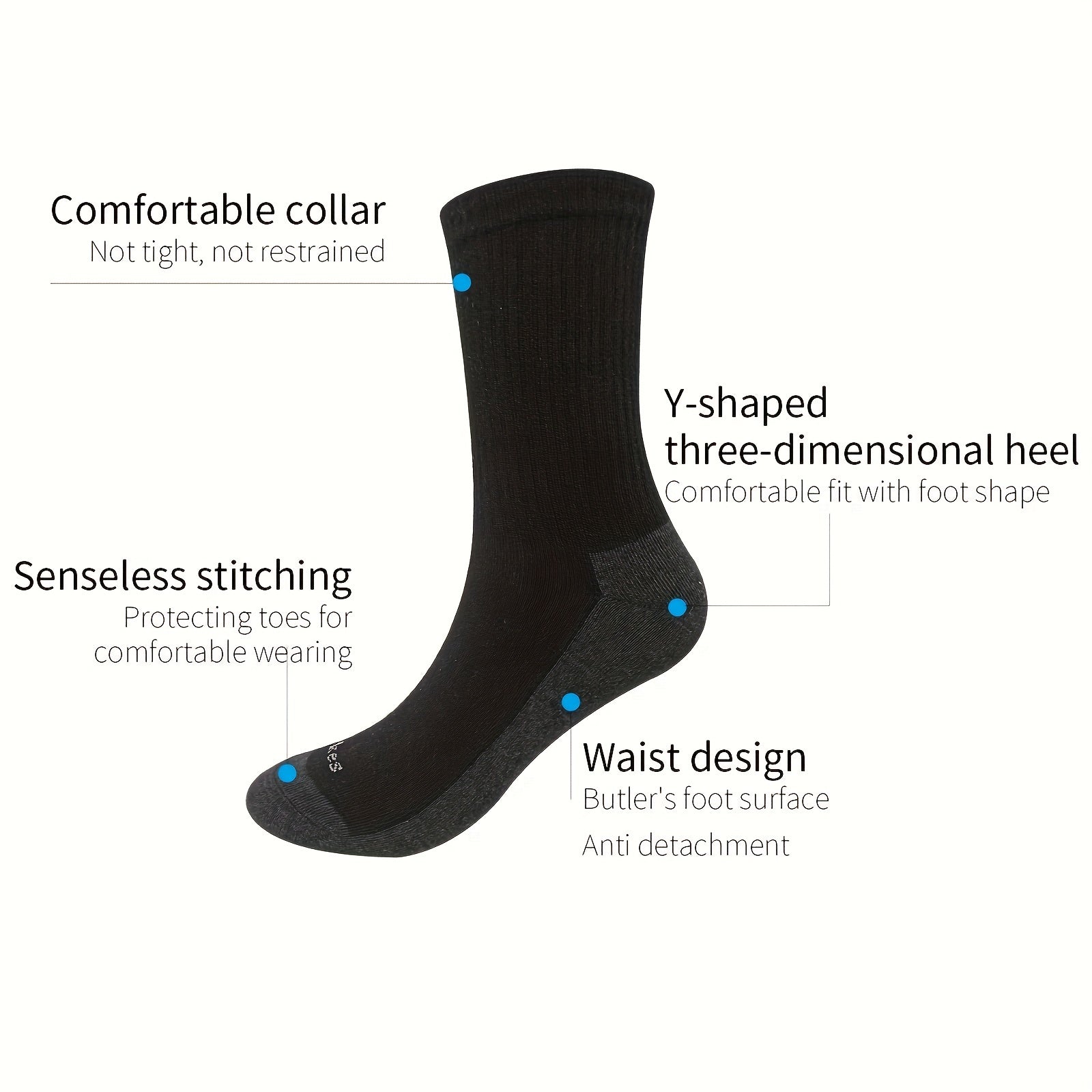 6 Pairs Unisex Casual Breathable Mid-calf Socks