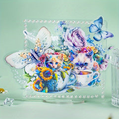 Retro Cat Waterproof Diary Stickers - 20 Sheets