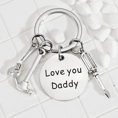 Stainless Steel Dad's Tool Keychain Screwdriver Hammer Wrench Gift