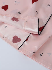 Nightdress Women's Plus Satin Heart & Letter Print Sleep Dress