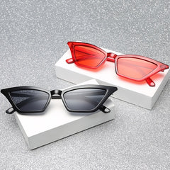 Skinny Cat Eye Sunglasses Women Small Square Shades Stylish Street Snap
