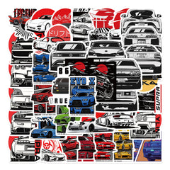 50pcs JDM Cartoon Car Stickers for Water Bottles Laptops Phone Cases