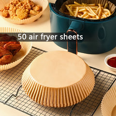 50pcs Air Fryer Disposable Non-Stick Round Paper Liners