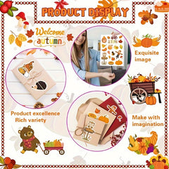 16 Sheets Autumn Leaf Sticker Maple Leaf Thanksgiving Party Decoration Stickers