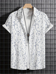 Milky Way Pattern Hawaiian Shirt Men's Casual Short Sleeve Shirt