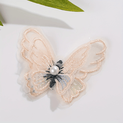 4pcs Double Layer Pearl Embroidery Lace Butterfly Appliqu DIY Hair Accessories