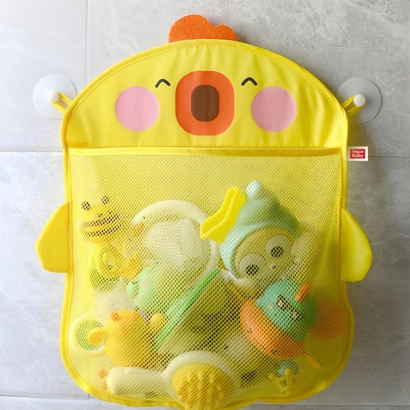 Cartoon Duck Baby Bath Storage Mesh Bag with Suction Cup