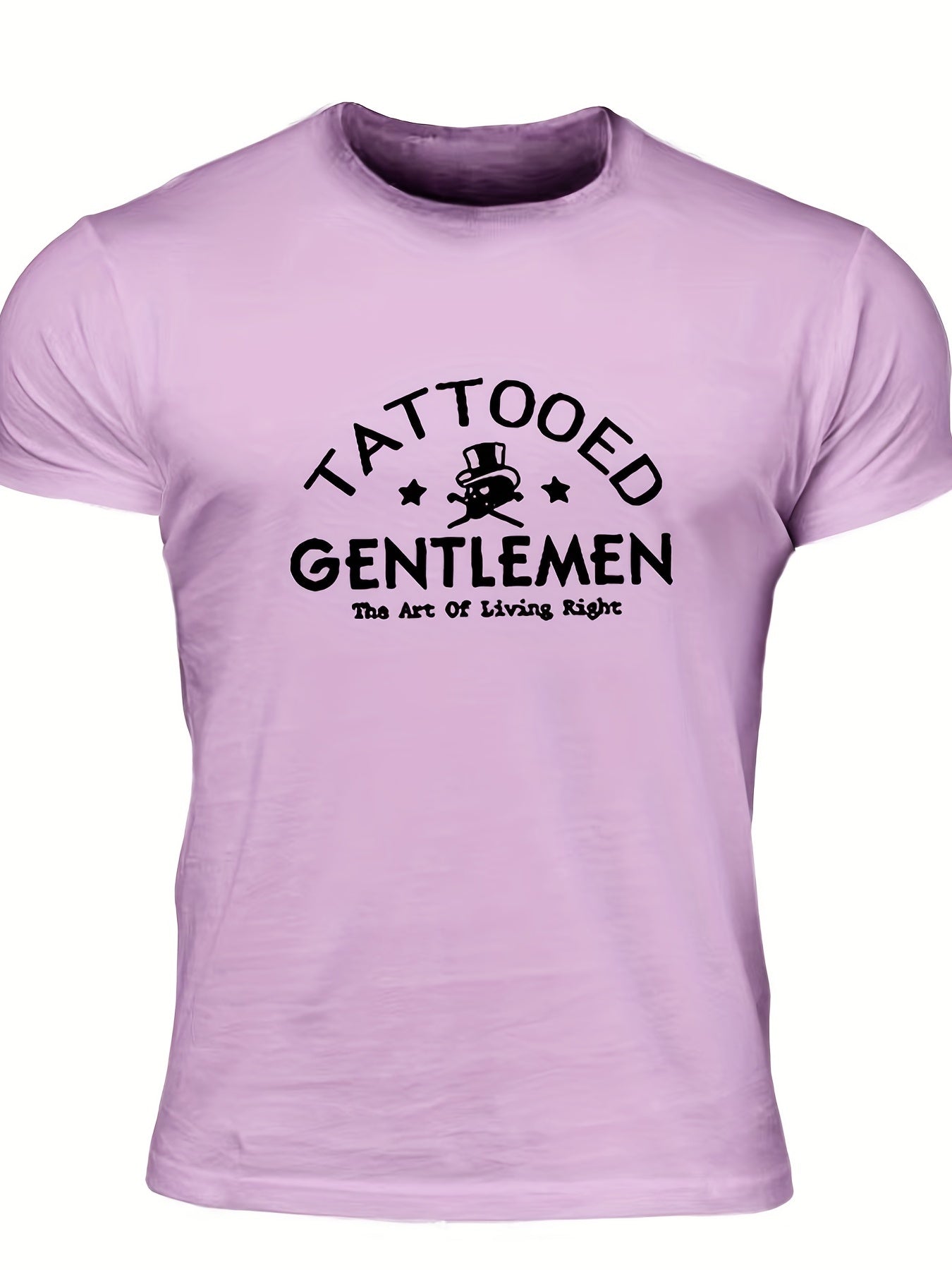 Tattooed Gentlemen Men's Letter Print T shirt Casual Crew Neck Tee