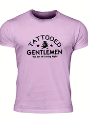Tattooed Gentlemen Men's Letter Print T shirt Casual Crew Neck Tee