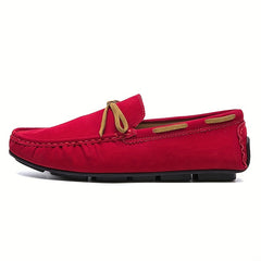 Men's Red Loafers Breathable Slip-On Casual Shoes