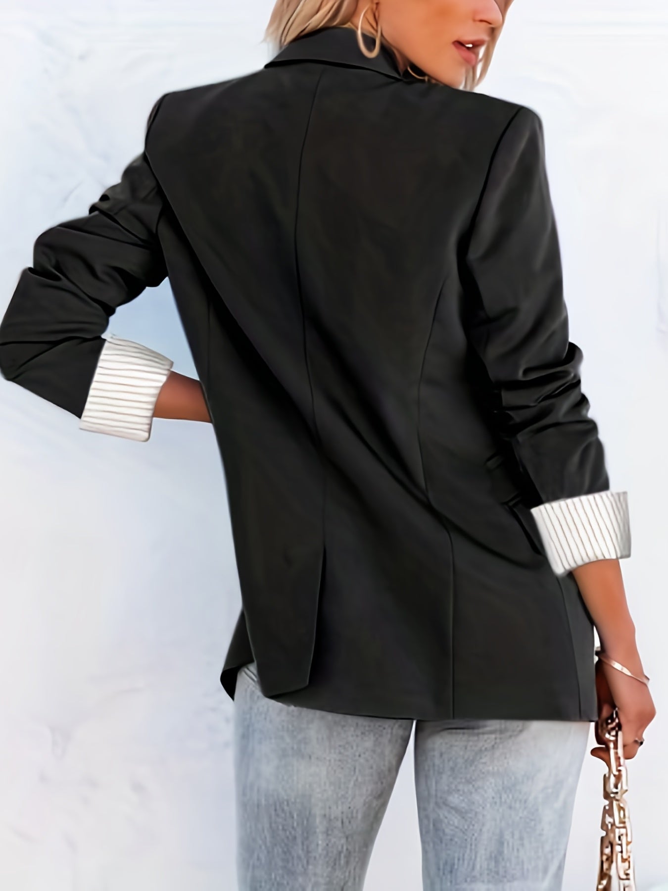 Solid Buttons Blazer Casual Lapel Long Sleeve Work Office Outerwear