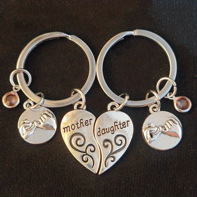 Heart Puzzle Hand In Hand Mother Daughter Keychain Set