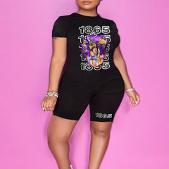 Figure Print Top & Shorts Set