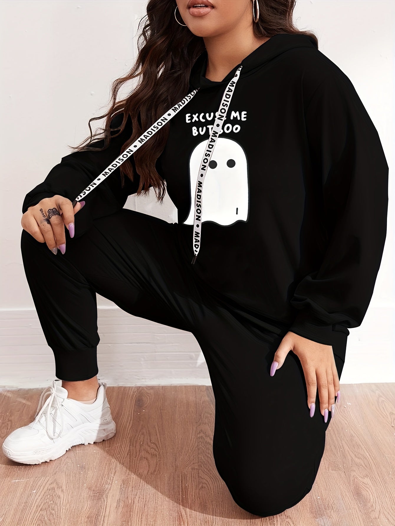 Women's Plus Ghost Hoodie & Jogger Pants Two Piece Set
