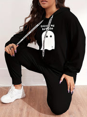 Women's Plus Ghost Hoodie & Jogger Pants Two Piece Set