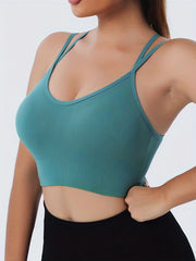 Solid Sports Cami Tops Comfy Running Workout Top Women's Lingerie