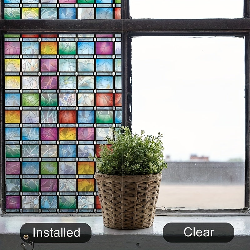 Colorful Mosaic Glass Window Sticker Privacy Protection Sunscreen UV Protection