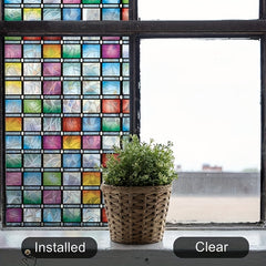 Colorful Mosaic Glass Window Sticker Privacy Protection Sunscreen UV Protection