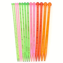 14pcs 4mm 10mm Single Pointed Knitting Needles Set Long Straight
