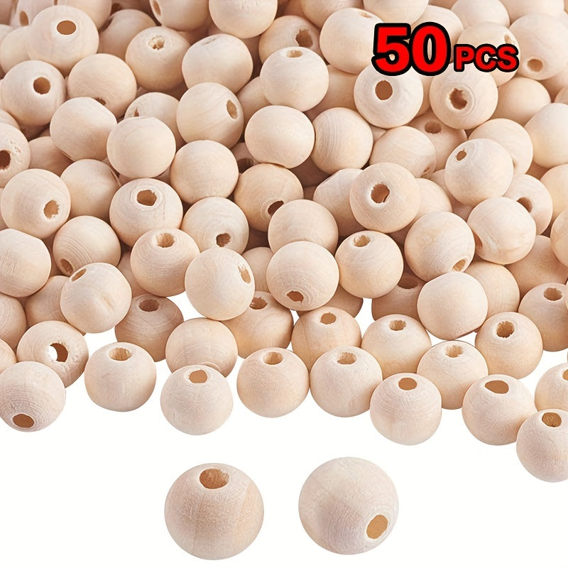 50pcs Wooden Bead Natural Beads Round Wood Beads DIY Craft Making 8mm 10mm