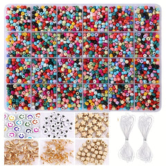 3500pcs 24 Colors 4mm Glass Rice Beads Set Seed Bead DIY Jewelry Making