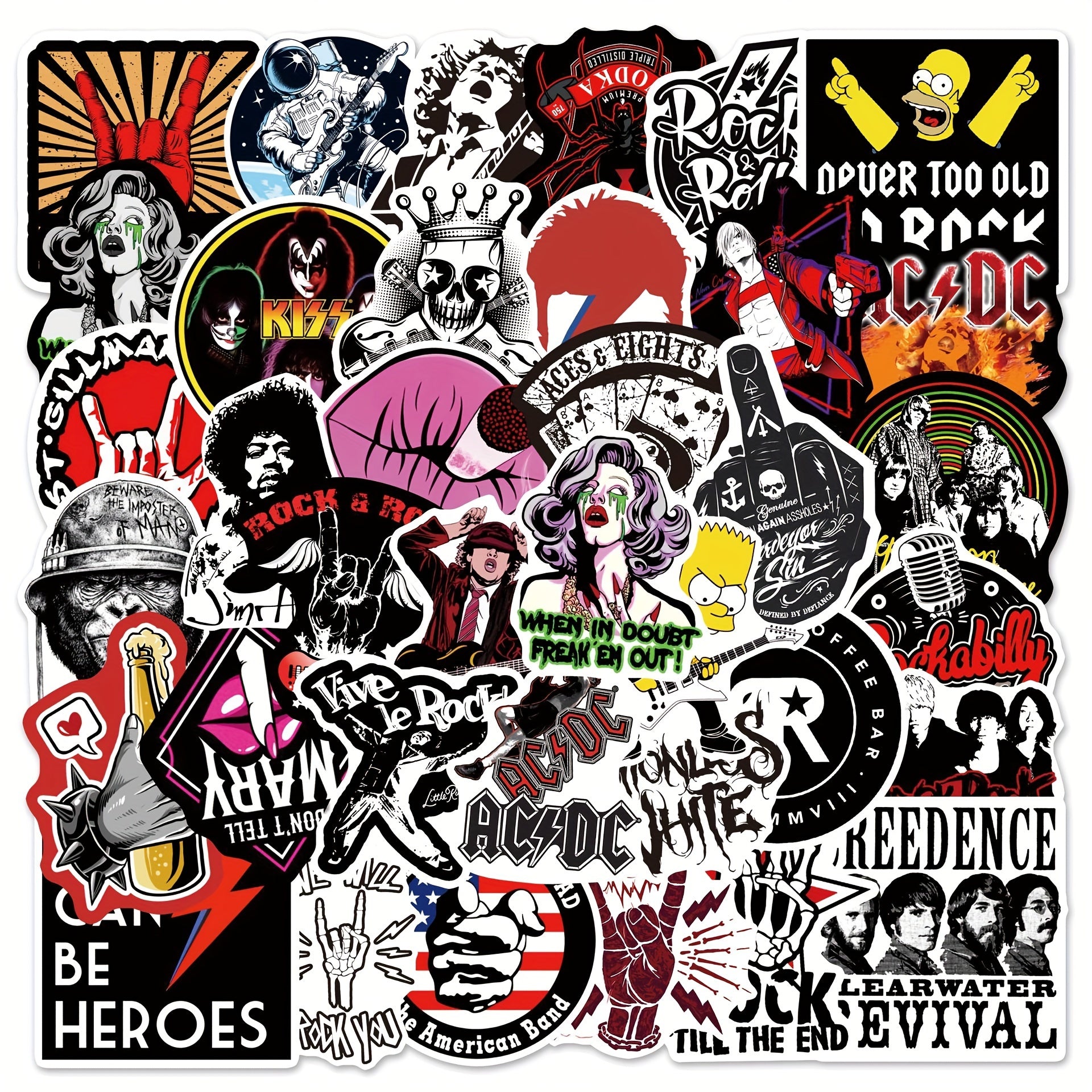 Rock Music Stickers Set - 104pcs for Phones, Cups, Computers