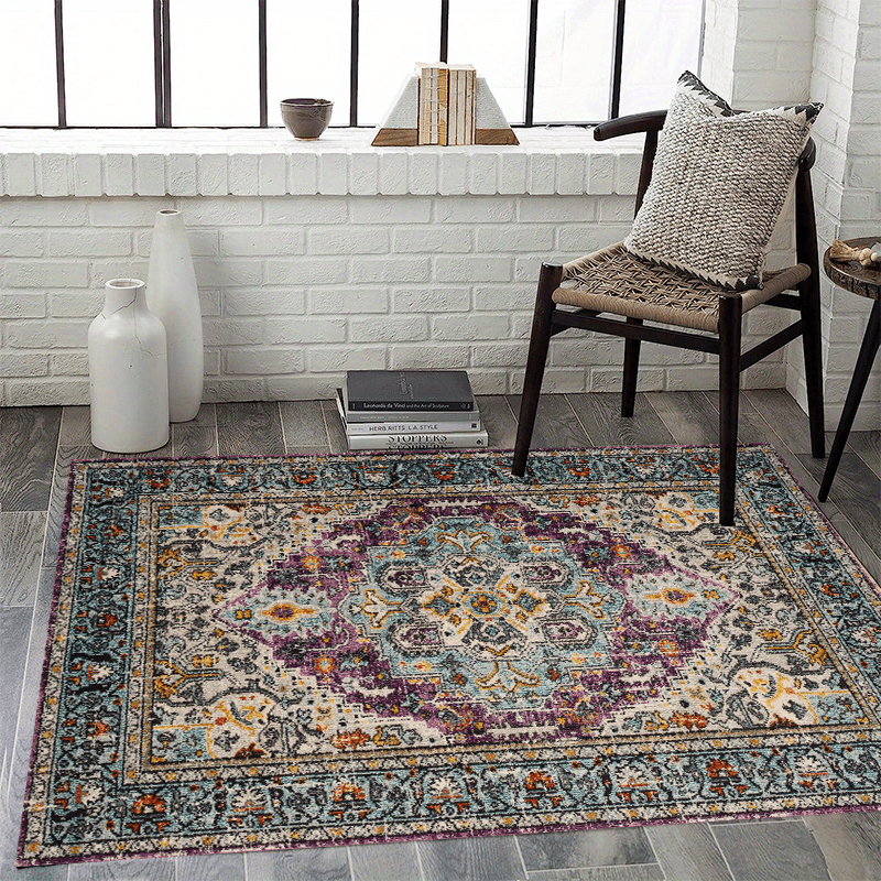 Fluffy Faux Wool Area Rug Vintage Persian Carpet - Soft, Non-slip, Anti-fouling
