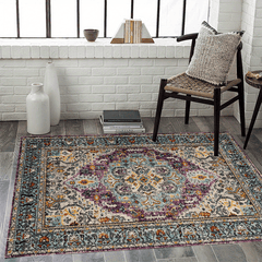 Fluffy Faux Wool Area Rug Vintage Persian Carpet - Soft, Non-slip, Anti-fouling