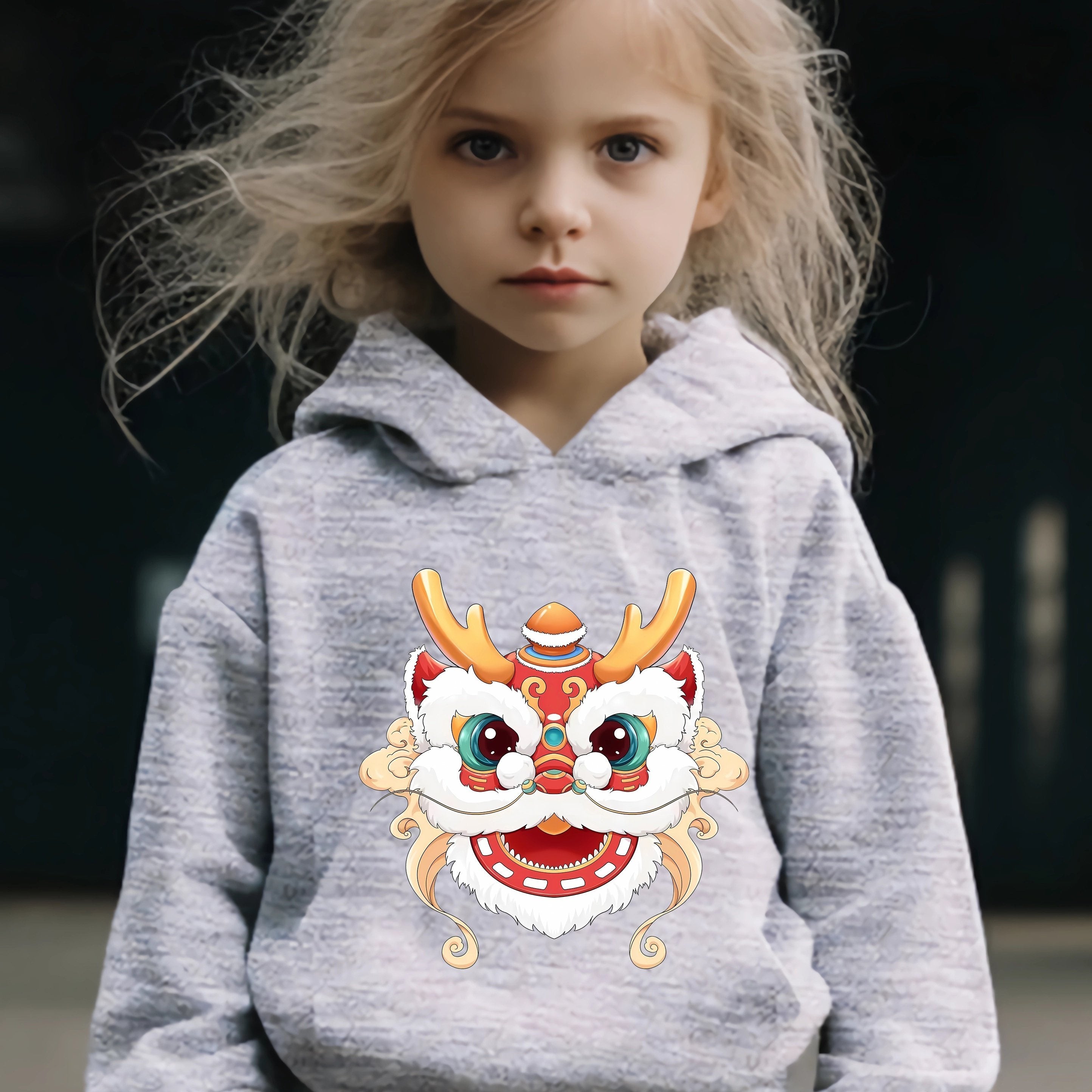 Chinese Lion Dance 2pc Set Girls Casual Comfy Activewear for Spring Fall