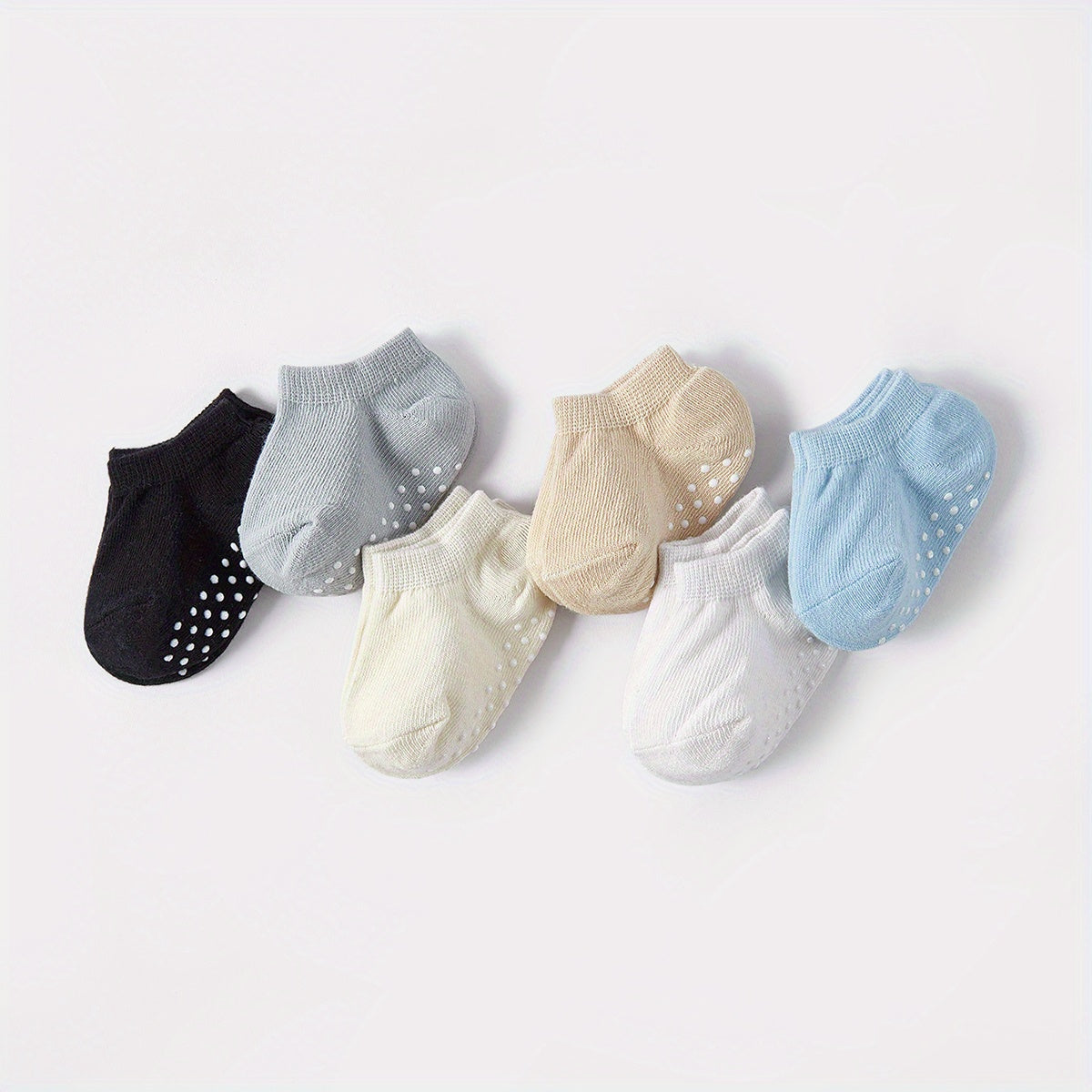 6 Pack Baby Ankle Socks Toddler Non Slip Low Cut Socks with Grip Cotton Blend