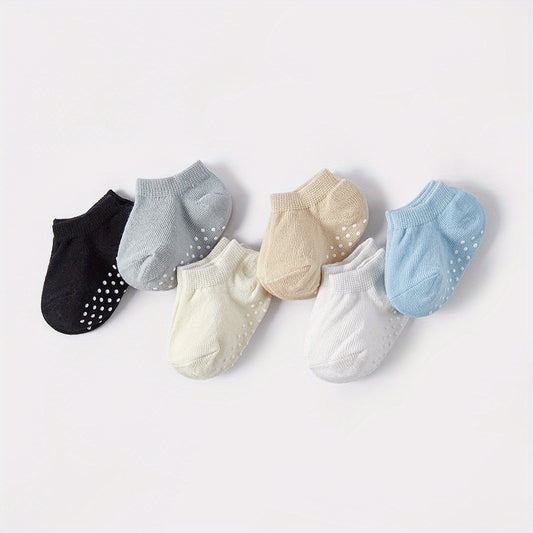 6 Pack Baby Ankle Socks Toddler Non Slip Low Cut Socks with Grip Cotton Blend