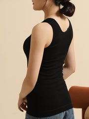 Ribbed Thermal Sleeveless Top Soft V Neck Padded Lingerie