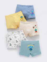 5pcs Boy's Casual Cartoon Print Boxer Shorts Underwear