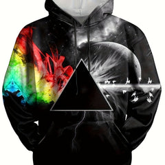 Colorful Light Print Hoodie for Men Winter Clothing