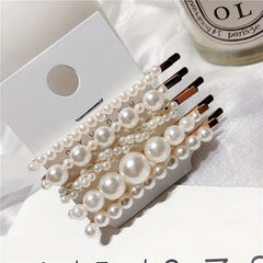 5pcs Sparkling Faux Pearl Hair Clips Vintage Hair Accessories
